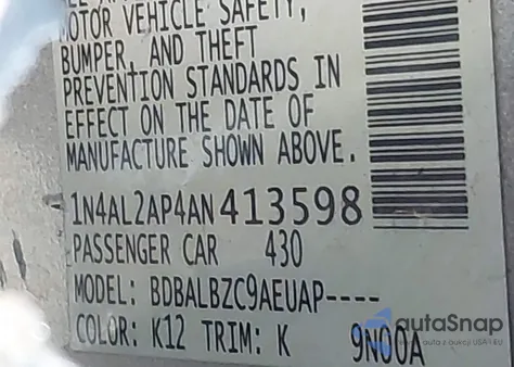 2010 Nissan Altima 2.5 S from USA, damaged, VIN 1N4AL2AP4AN413598